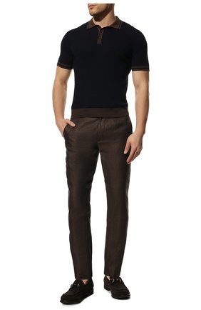 Мужские льняные брюки FIORONI темно-коричневого цвета, арт. MPT24950F2 | Фото 2 (Материал внешний: Лен; Длина (брюки, джинсы): Стандартные; Случай: Повседневный; Силуэт М (брюки): Чиносы; Стили: Кэжуэл)
