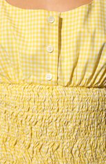 Женское хлопковое платье MIU MIU желтого цвета, арт. MF4519-2AP2-F0010 | Фото 5 (Женское Кросс-КТ: Сарафаны, Платье-одежда; Длина Ж (юбки, платья, шорты): Мини; Случай: Повседневный; Материал внешний: Хлопок; Стили: Романтичный)