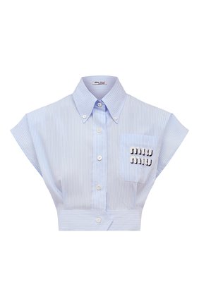 Женская хлопковая рубашка MIU MIU голубого цвета по цене 70000 руб., арт. MK1619-1KUP-F0012 | Фото 1