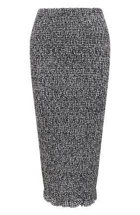 Женская хлопковая юбка MIU MIU черно-белого цвета, арт. MG1747-2AP2-F0002 | Фото 1 (Длина Ж (юбки, платья, шорты): Миди; Материал внешний: Хлопок; Женское Кросс-КТ: Юбка-одежда; Стили: Романтичный)