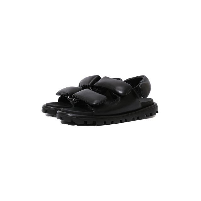 Кожаные сандалии Miu Miu черного цвета
