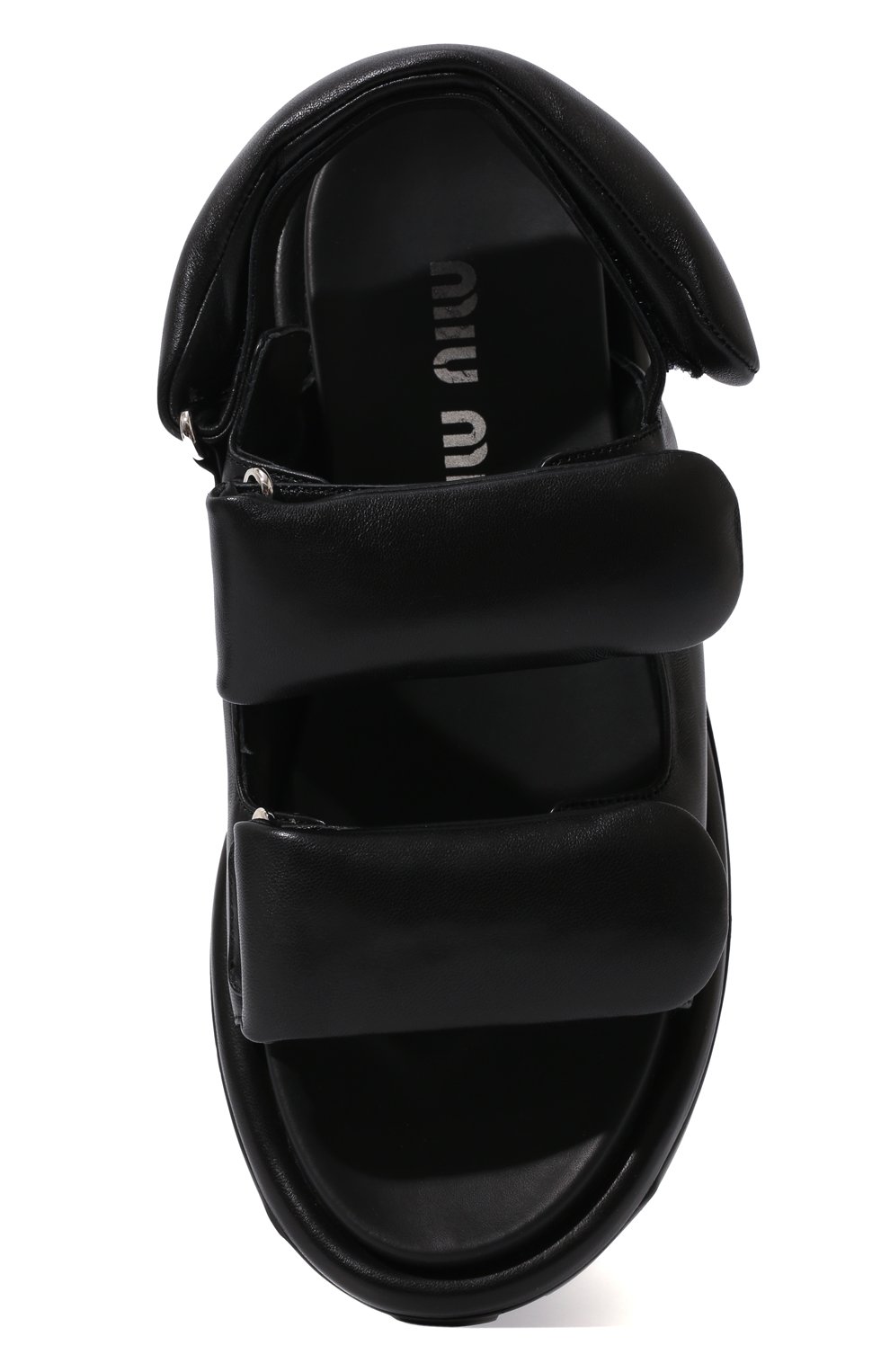 Женские кожаные сандалии MIU MIU черного цвета, арт. 5X694D-038-F0002-010 | Фото 6 (Подошва: Платформа)