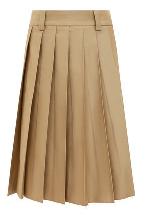 Женская хлопковая юбка MIU MIU бежевого цвета по цене 120000 руб., арт. MG1781-1UPX-F0065 | Фото 1