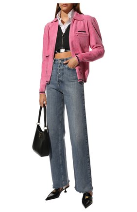 Женский кардиган MIU MIU розового цвета, арт. MMF426-1YT1-F0028 | Фото 2 (Материал внешний: Синтетический материал, Вискоза; Рукава: Длинные; Длина (для топов): Стандартные; Женское Кросс-КТ: Кардиган-одежда; Стили: Спорт-шик)