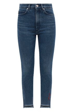 Женские джинсы HUGO синего цвета, арт. 50456057 | Фото 1 (Длина (брюки, джинсы): Укороченные; Кросс-КТ: Деним; Материал внешний: Деним; Детали: Потертости; Стили: Гранж; Силуэт Ж (брюки и джинсы): Узкие)