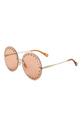 Женские солнцезащитные очки CHLOÉ розового цвета, арт. CH0110S | Фото 1 (Тип очков: С/з; Материал: Металл; Оптика Гендер: оптика-женское; Очки форма: Круглые)
