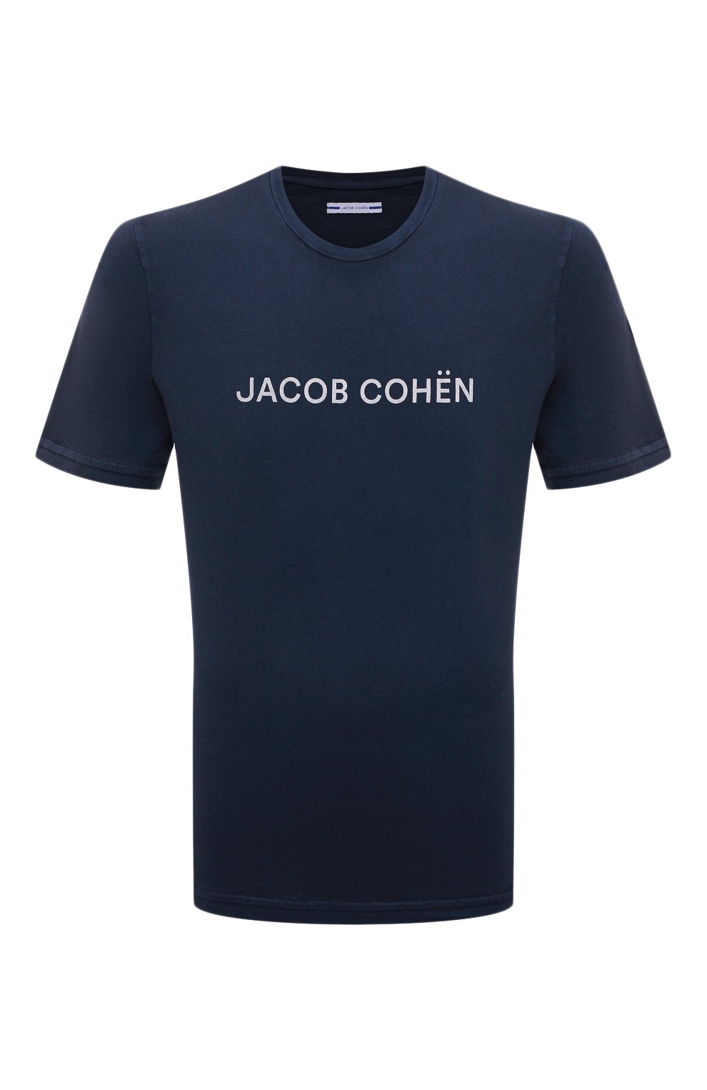 Мужская хлопковая футболка JACOB COHEN темно-синего цвета, арт. U 4 002 04 M 4369/Y99 | Фото 1 (Рукава: Короткие; Длина (для топов): Стандартные; Принт: С принтом; Материал внешний: Хлопок; Стили: Кэжуэл)