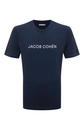 Мужская хлопковая футболка JACOB COHEN темно-синего цвета по цене 15700 руб., арт. U 4 002 04 M 4369/Y99 | Фото 1 Мужская хлопковая футболка JACOB COHEN темно-синего цвета, арт. U 4 002 04 M 4369/Y99 | Фото 1 (Рукава: Короткие; Материал внешний: Хлопок; Длина (для топов): Стандартные; Принт: С принтом; Стили: Кэжуэл)