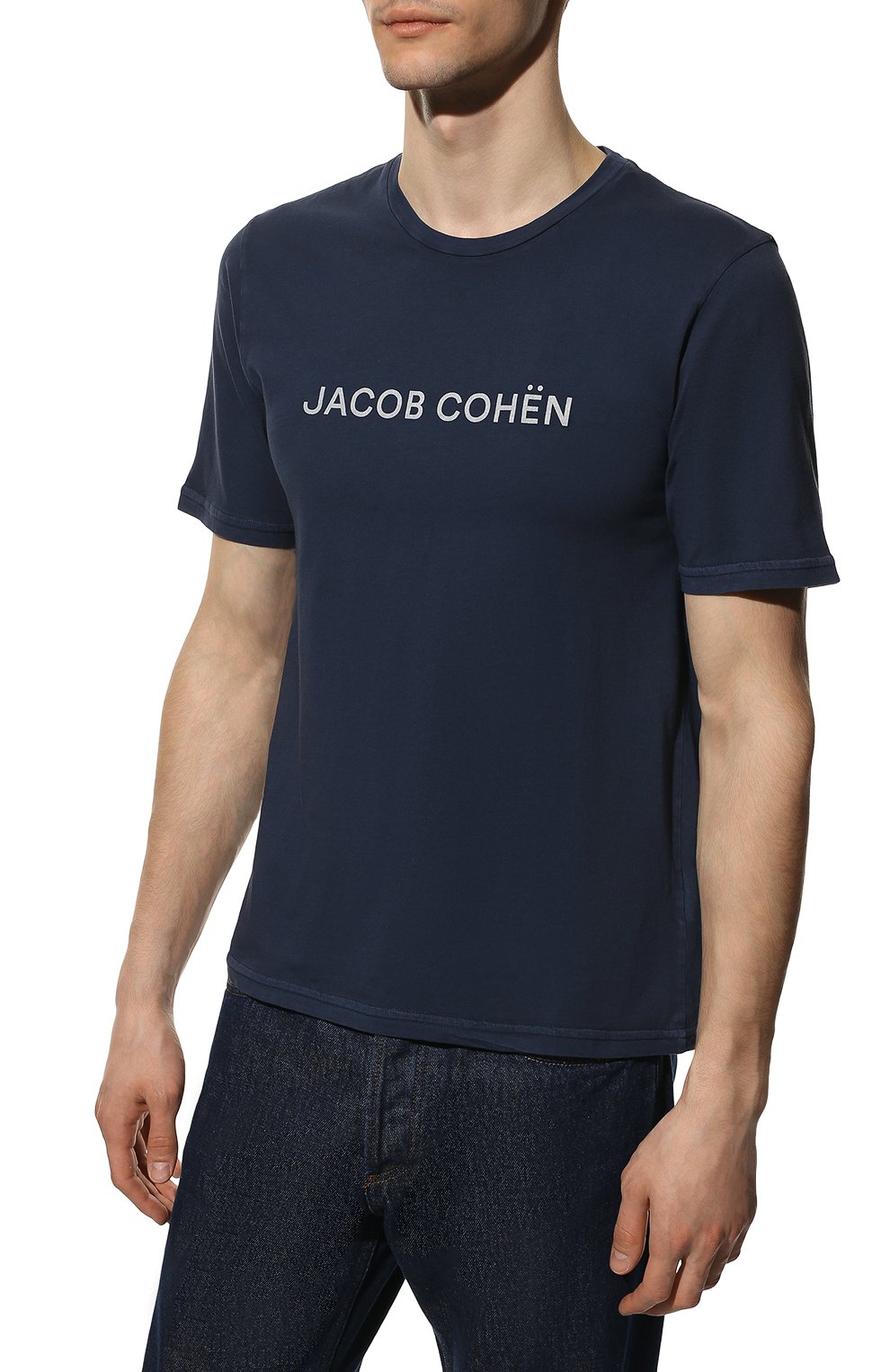 Мужская хлопковая футболка JACOB COHEN темно-синего цвета, арт. U 4 002 04 M 4369/Y99 | Фото 3 (Рукава: Короткие; Длина (для топов): Стандартные; Принт: С принтом; Материал внешний: Хлопок; Стили: Кэжуэл)