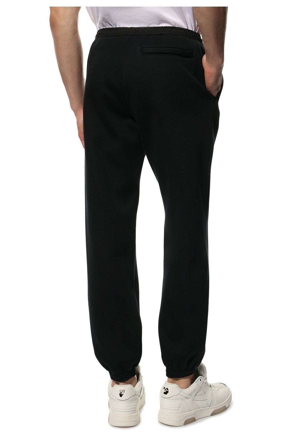 Мужские джоггеры KNT черного цвета, арт. UPKN014X0714A | Фото 4 (Длина (брюки, джинсы): Стандартные; Материал внешний: Синтетический материал; Стили: Спорт-шик; Силуэт М (брюки): Джоггеры)