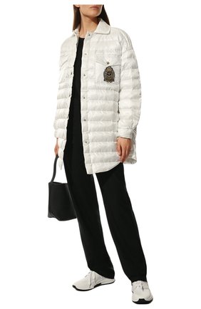 Женская стеганая куртка ERMANNO FIRENZE белого цвета, арт. D40EA 003EB7 | Фото 2 (Рукава: Длинные; Длина (верхняя одежда): До середины бедра; Материал внешний: Синтетический материал; Материал подклада: Синтетический материал; Стили: Кэжуэл; Кросс-КТ: Куртка, Утепленный)