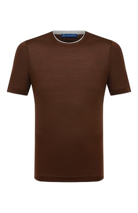 Мужская шелковая футболка ANDREA CAMPAGNA коричневого цвета, арт. 60123/78320 | Фото 1 (Рукава: Короткие; Длина (для топов): Стандартные; Материал внешний: Шелк; Принт: Без принта; Стили: Кэжуэл)