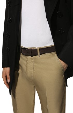 Мужской замшевый ремень SANTONI темно-коричневого цвета, арт. CM35VC003B91G2M0T50 | Фото 2 (Материал: Замша, Натуральная кожа; Случай: Формальный)