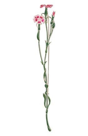 Женская брошь гвоздика- полевая РУССКИЕ САМОЦВЕТЫ зеленого цвета, арт. 41504 | Фото 1 (Материал: Серебро)