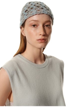 Женская шапка GIORGIO ARMANI голубого цвета, арт. 797343/2R538 | Фото 2 (Материал: Синтетический материал, Текстиль)