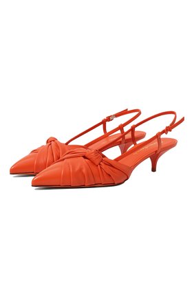 Женские кожаные туфли SANTONI оранжевого цвета, арт. WDBQ59939HALT0P0A52 | Фото 1 (Материал внешний: Кожа; Материал внутренний: Натуральная кожа; Каблук тип: Kitten heel; Каблук высота: Низкий)