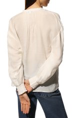 Женская блузка из вискозы и льна PATRIZIA PEPE кремвого цвета, арт. 2C1376_A062 | Фото 4 (Рукава: Длинные; Принт: Бе�з принта; Длина (для топов): Стандартные; Материал внешний: Вискоза, Лен; Стили: Бохо; Женское Кросс-КТ: Блуза-одежда)