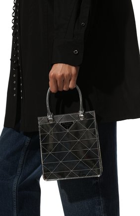 Женская сумка PRADA серебряного цвета, арт. 1BA334-2D0F-F0118-5SO | Фото 2 (Ремень/цепочка: На ремешке; Материал: Натуральная кожа; Размер: mini; Сумки-технические: Сумки top-handle, Сумки через плечо)