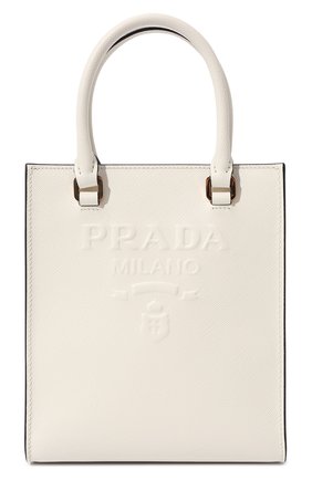 Женская сумка PRADA белого цвета, арт. 1BA333-NZV-F0009-N2A | Фото 1 (Ремень/цепочка: На ремешке; Размер: mini; Материал: Натуральная кожа; Сумки-технические: Сумки top-handle, Сумки через плечо)