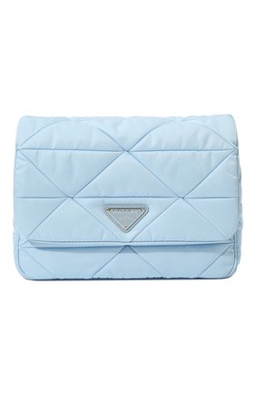 Женская сумка re-nylon PRADA голубого цвета, арт. 1BD290-RDJN-F0076-O1O | Фото 1 (Ремень/цепочка: На ремешке; Размер: small; Материал: Натуральная кожа; Сумки-технические: Сумки через плечо)