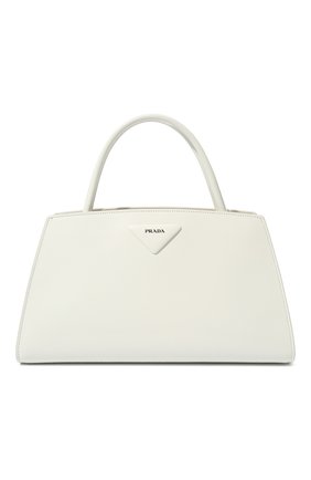 Женская сумка PRADA белого цвета, арт. 1BA327-ZO6-F0009-OOO | Фото 1 (Материал: Натуральная кожа; Размер: medium; Сумки-технические: Сумки top-handle)