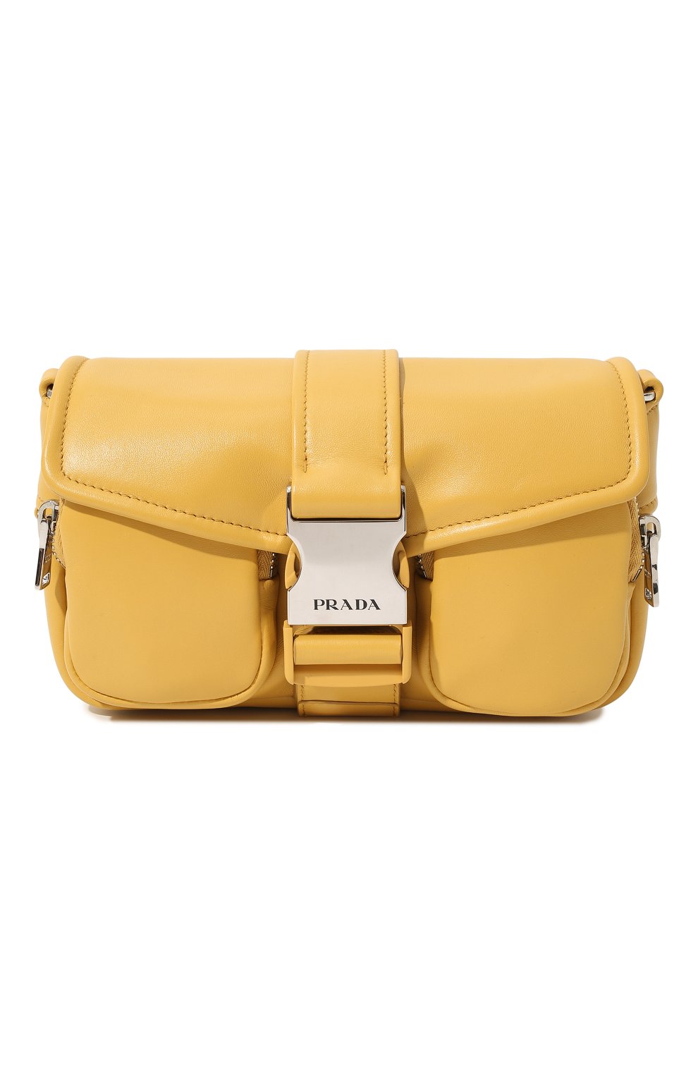 Женская сумка pocket PRADA желтого цвета, арт. 1BD295-2ATN-F0F06-NFO | Фото 1 (Сумки-технические: Сумки через плечо; Материал: Натуральная кожа; Ремень/цепочка: На ремешке; Размер: small)