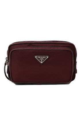 Женская поясная сумка PRADA бордового цвета, арт. 1BL010-064-F0007-YOO | Фото 1 (Материал: Текстиль; Размер: small; Стили: Спорт)