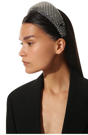 Женский ободок для волос PRADA серебряного цвета, арт. 1IH016-2AWL-F0T7O | Фото 2 (Материал: Текстиль, Вискоза, Шелк)