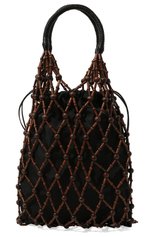 Женский сумка-тоут fishnet PRADA коричневого цвета, арт. 1BC110-2DI1-F0R6P-OOO | Фото 1 (Сумки-технические: Сумки-шопперы; Материал: Текстиль, Дерево, Экокожа; Размер: large)