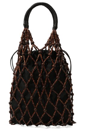 Женский сумка-тоут fishnet PRADA коричневого цвета, арт. 1BC110-2DI1-F0R6P-OOO | Фото 1 (Материал: Экокожа, Дерево, Текстиль; Размер: large; Сумки-технические: Сумки-шопперы)