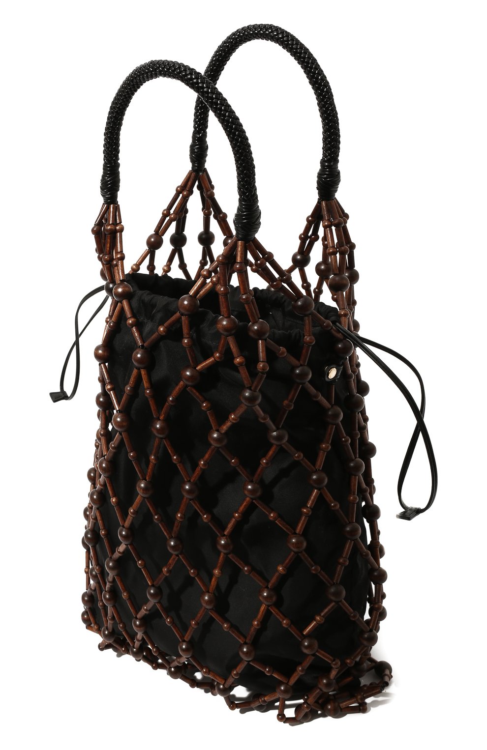 Женский сумка-тоут fishnet PRADA коричневого цвета, арт. 1BC110-2DI1-F0R6P-OOO | Фото 5 (Сумки-технические: Сумки-шопперы; Материал: Текстиль, Дерево, Экокожа; Размер: large)