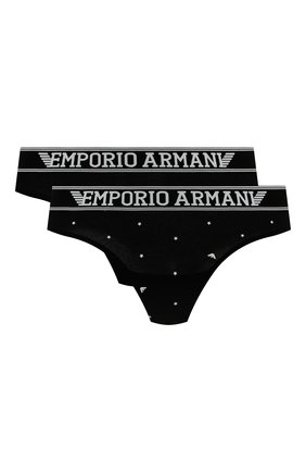 Женские набор из двух пар трусов EMPORIO ARMANI черного цвета, арт. 163337/2R219 | Фото 1 (Материал внешний: Хлопок; Женское Кросс-КТ: Трусы)