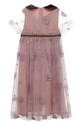 Детское платье сирень ZHANNA & ANNA розового цвета, арт. ZAOZ00000205 | Фото 2 (Рукава: Короткие; Материал подклада: Вискоза; Материал внешний: Синтетический материал)