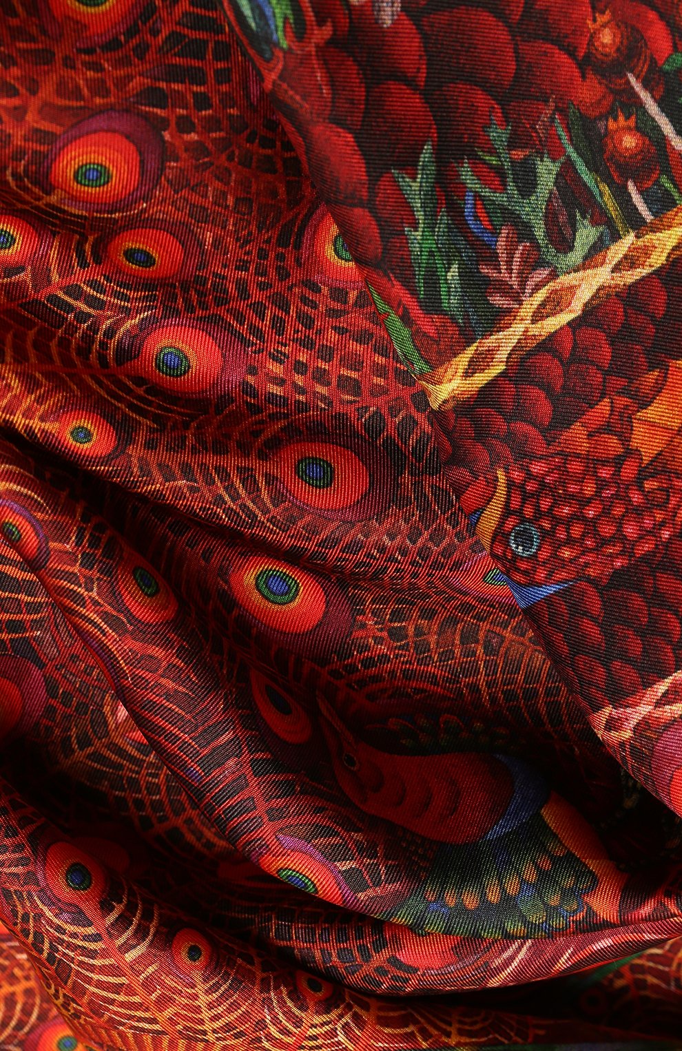 Женский шелковый платок phoenix KIRILL OVCHINNIKOV красного цвета, арт. 90\PHX | Фото 3 (Принт: С принтом; Материал: Текстиль, Шелк)