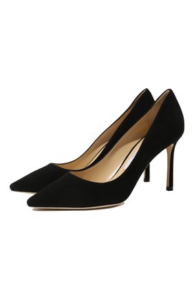 Женские замшевые туфли romy 85 JIMMY CHOO черного цвета, арт. ROMY85SUE | Фото 1 (Материал внутренний: Натуральная кожа; Материал внешний: Кожа)