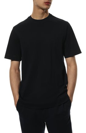 Мужская хлопковая футболка CIRCOLO 1901 темно-синего цвета, арт. CN3438 | Фото 3 (Принт: Без принта; Рукава: Короткие; Длина (для топов): Стандартные; Материал внешний: Хлопок; Стили: Кэжуэл)