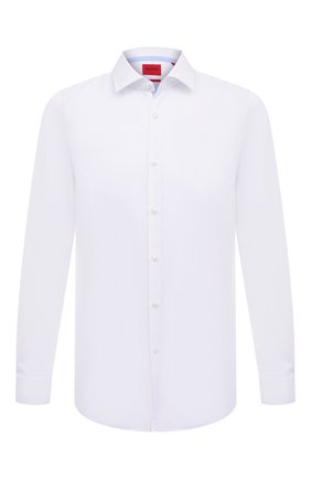 Мужская хлопковая сорочка HUGO белого цвета, арт. 50449991 | Фото 1 (Рукава: Длинные; Длина (для топов): Стандартные; Материал внешний: Хлопок)