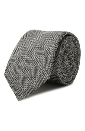 Мужской шелковый галстук HUGO черно-белого цвета, арт. 50458507 | Фото 1 (Материал: Текстиль, Шелк)