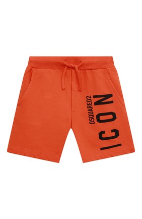 Детские хлопковые шорты DSQUARED2 оранжевого цвета, арт. DQ0932-D0017 | Фото 1 (Материал внешний: Хлопок; Случай: Повседневный)