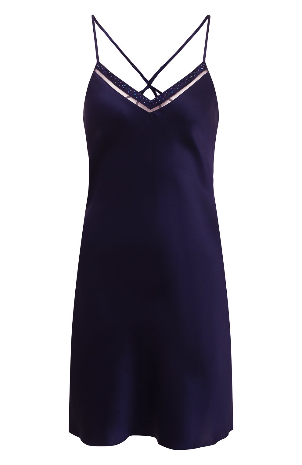 Женская шелковая сорочка LUNA DI SETA темно-синего цвета, арт. VLST60896 | Фото 1 (Материал внешний: Шелк)