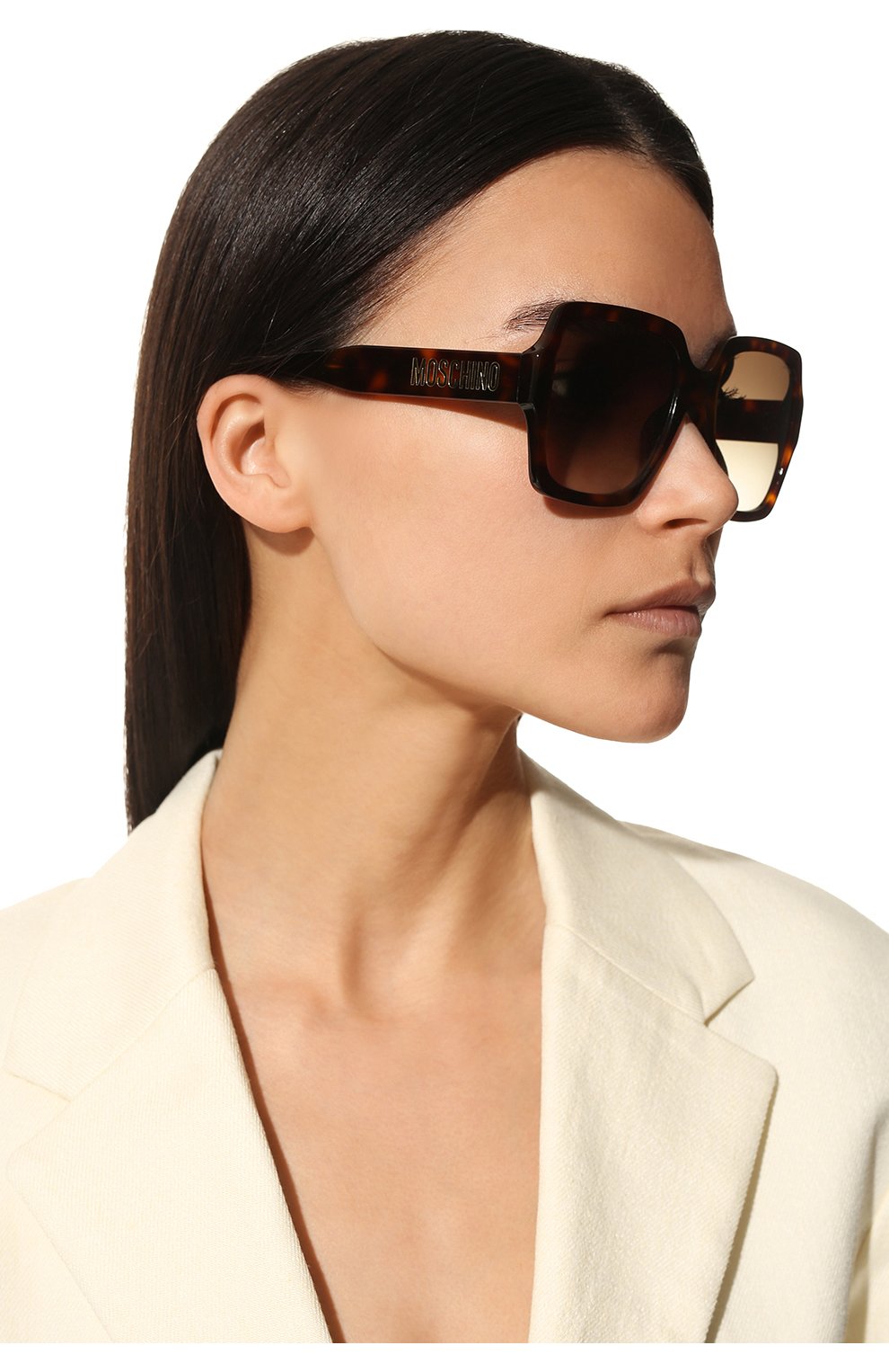 Женские солнцезащитные очки MOSCHINO коричневого цвета, арт. M0S127 05L | Фото 2 (Тип очков: С/з; Очки форма: Квадратные; Оптика Гендер: оптика-женское)