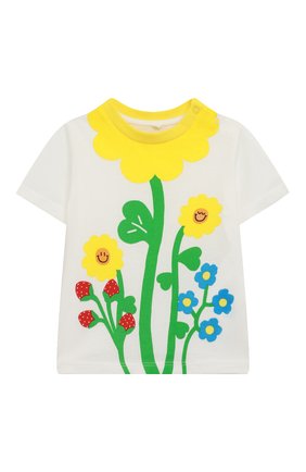 Детский хлопковая футболка STELLA MCCARTNEY белого цвета, арт. 8Q8HK1 | Фото 1 (Кросс-КТ НВ: Футболка)