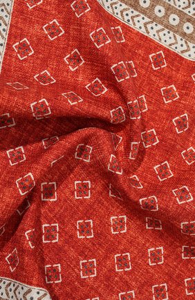 Мужской шелковый платок BRUNELLO CUCINELLI оранжевого цвета, арт. MV8680091 | Фото 2 (Материал: Шелк, Текстиль)