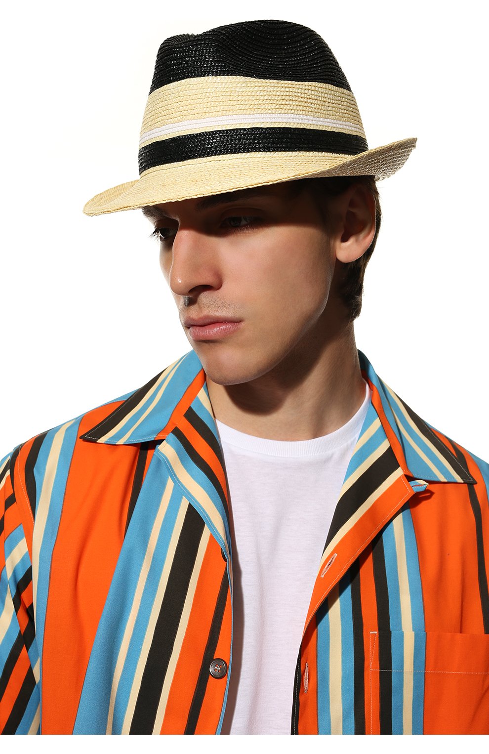 Мужская соломенная шляпа PRADA разноцветного цвета, арт. 2HC124-2B7E-F0X2Z | Фото 2 (Материал: Растительное волокно)