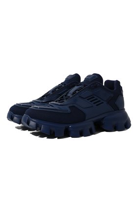 Мужские кроссовки PRADA темно-синего цвета, арт. 2EG293-3KZU-F0004 | Фото 1 (Материал внешний: Текстиль; Стили: Гранж; Материал утеплителя: Без утеплителя)