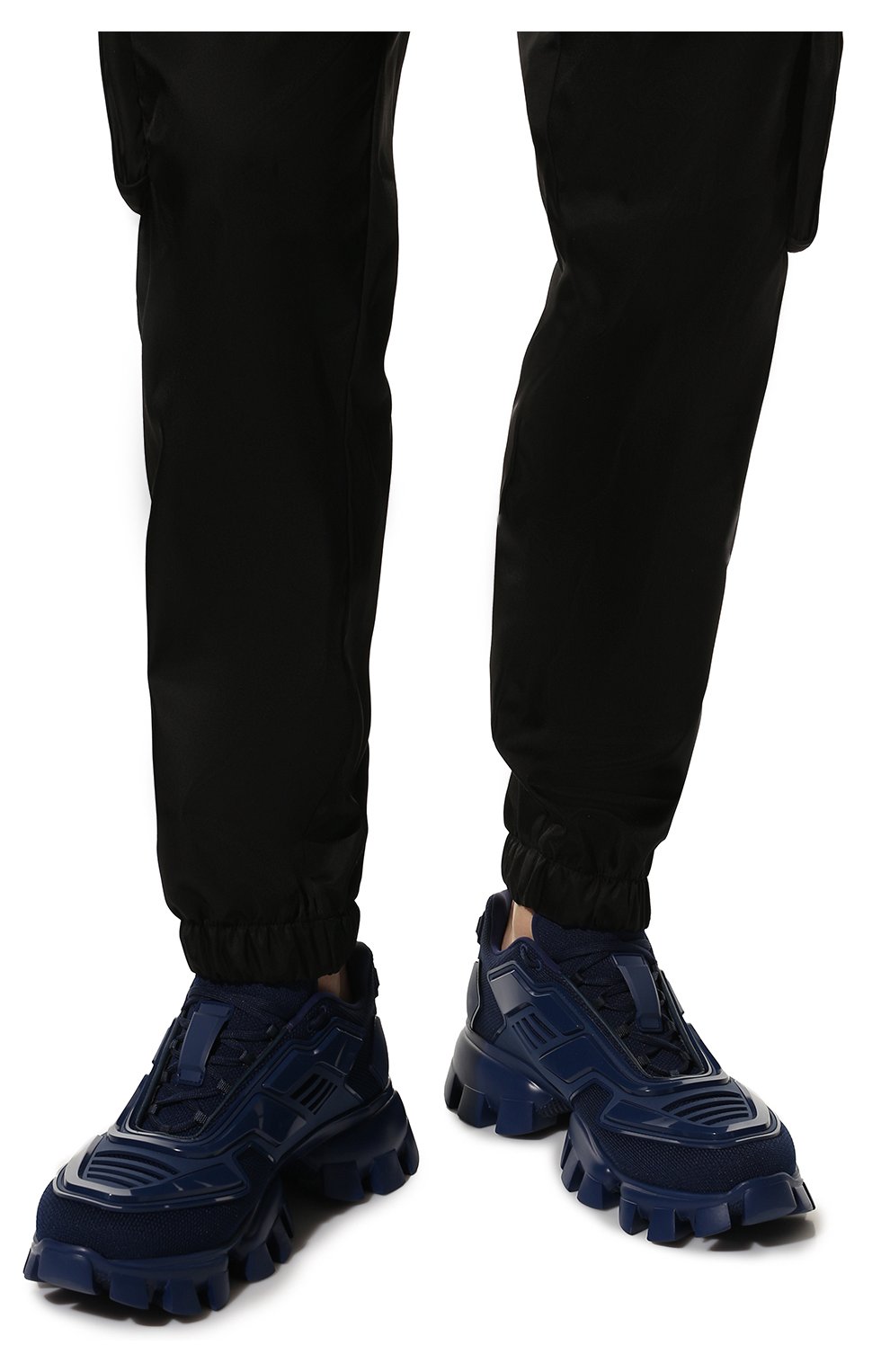 Мужские кроссовки PRADA темно-синего цвета, арт. 2EG293-3KZU-F0004 | Фото 3 (Материал внешний: Текстиль; Стили: Гранж; Материал утеплителя: Без утеплителя)