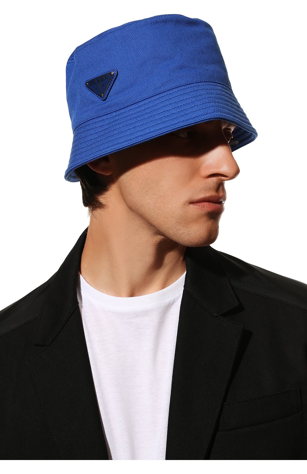 Мужская хлопковая панама PRADA синего цвета, арт. 2HC137-2DXI-F0013 | Фото 2 (Материал: Текстиль, Хлопок)