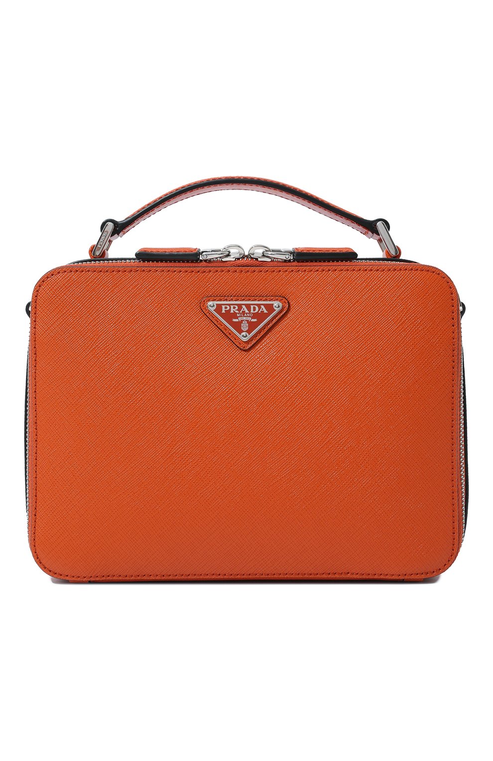 Мужская кожаная сумка PRADA оранжевого цвета, арт. 2VH069-9Z2-F0S73-YMI | Фото 1 (Материал: Натуральная кожа; Ремень/цепочка: На ремешке; Размер: small)