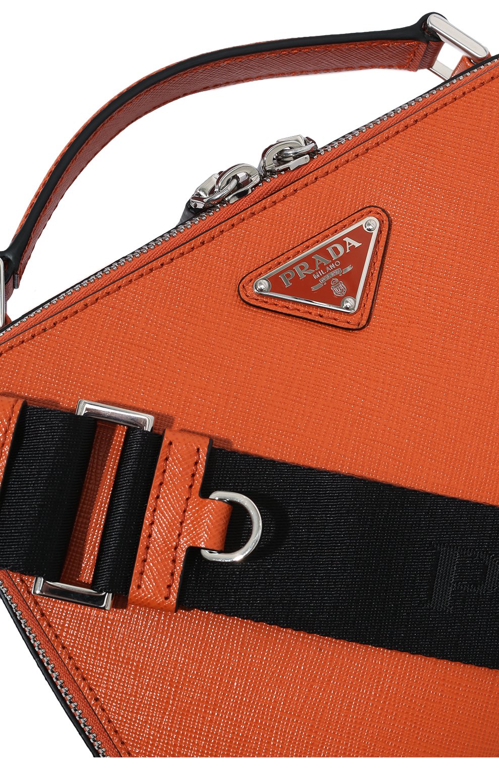 Мужская кожаная сумка PRADA оранжевого цвета, арт. 2VH069-9Z2-F0S73-YMI | Фото 3 (Материал: Натуральная кожа; Ремень/цепочка: На ремешке; Размер: small)