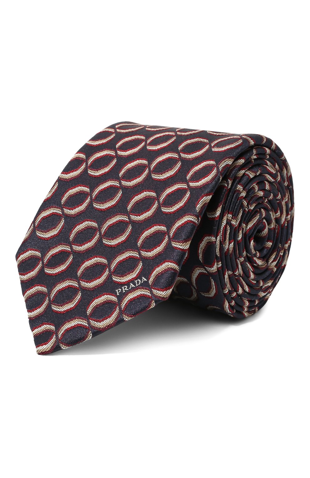 С принтом Prada, Шелковый галстук Prada, Италия, Синий, Шелк: 100%;, 12768413  - купить